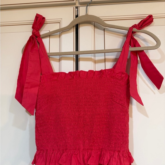 Tuckernuck Alannah Smocked Bodice Bow Tie Strap Dress in Poppy - Picture 4 of 6